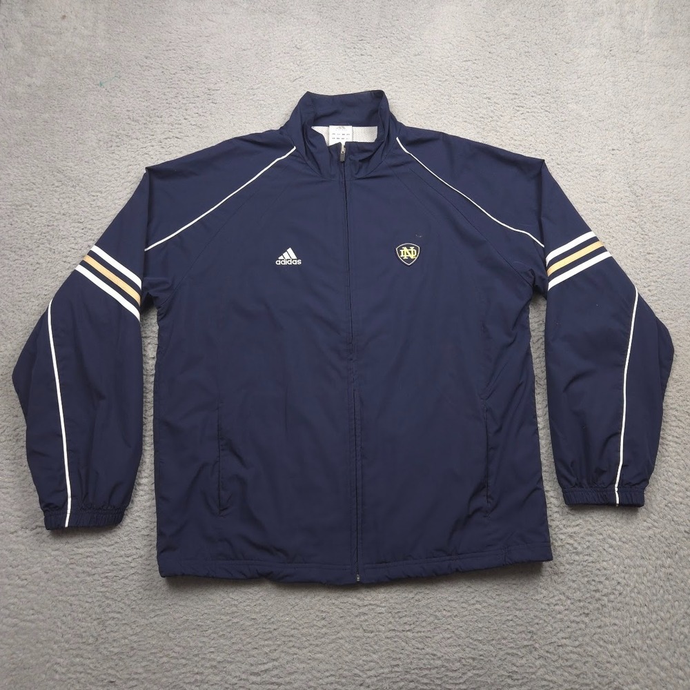 Adidas Notre Dame Fighting Irish ClimaLite Jacket Adult L Navy Full Zip NCAA
